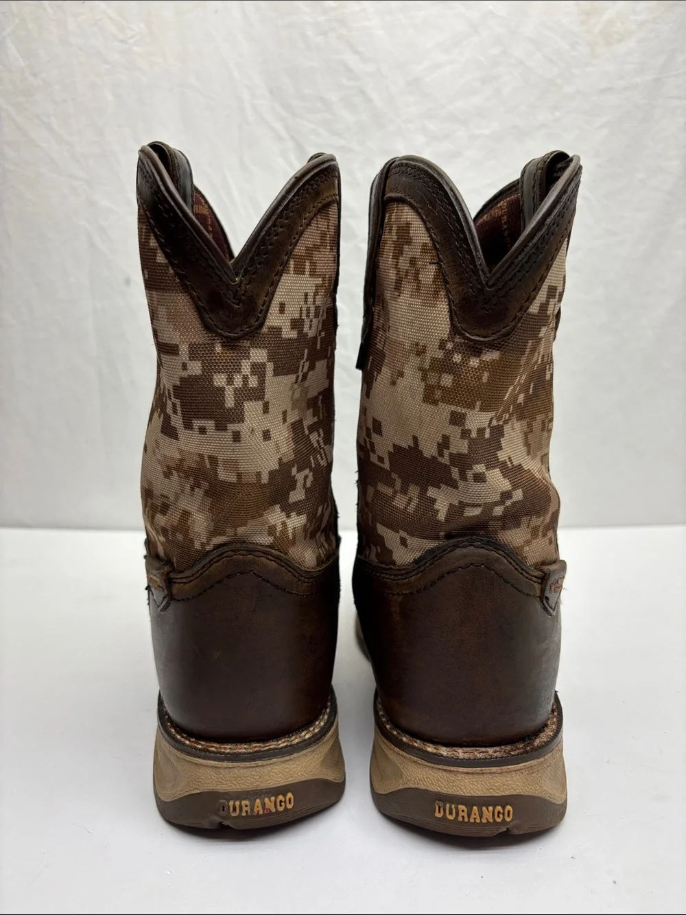 Durango Brown Leather & Digital Camo Western Boots, sz 3 little boy